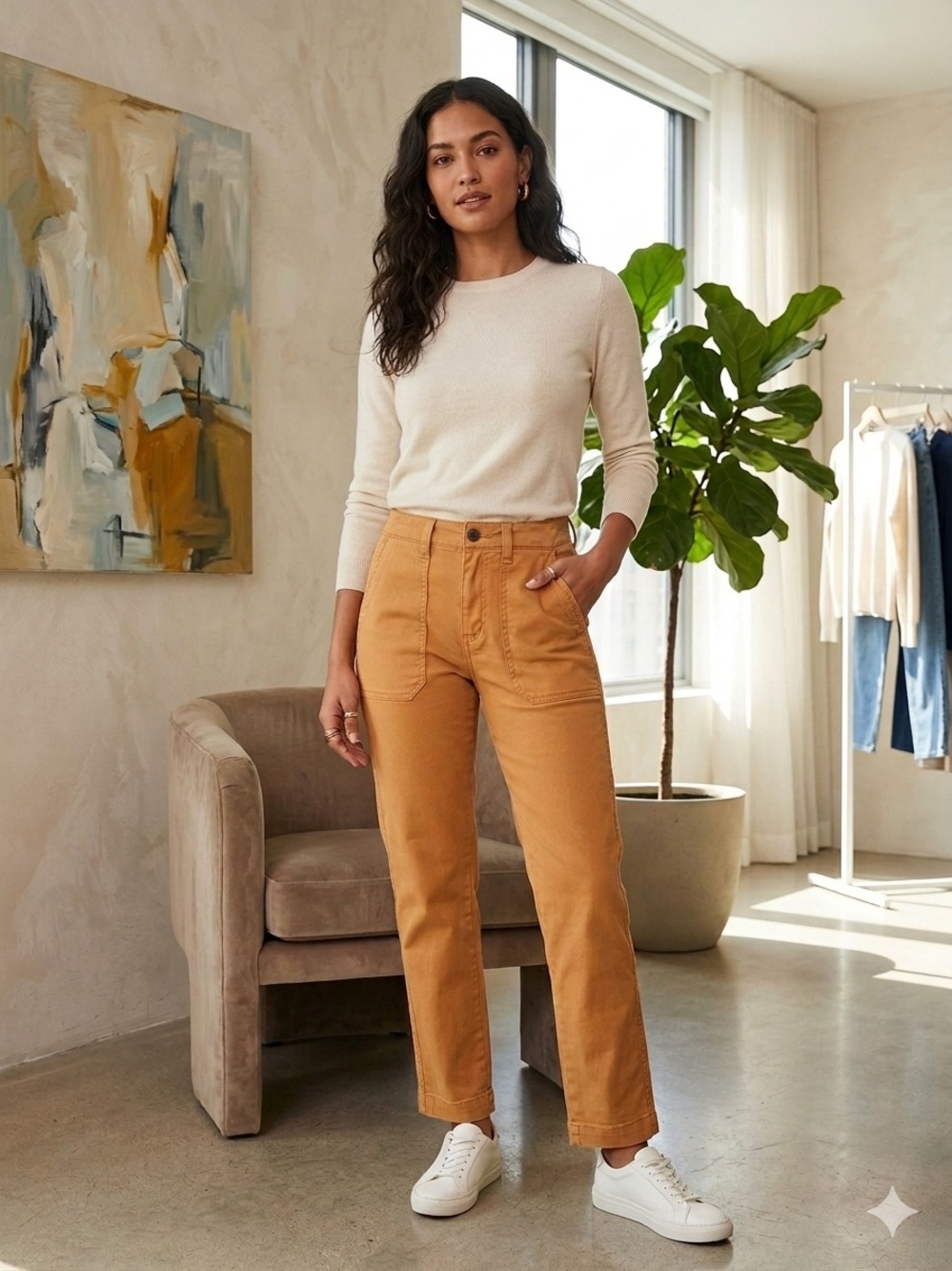 Studio Blue Straight-Leg Jeans in Indian Tan 25
